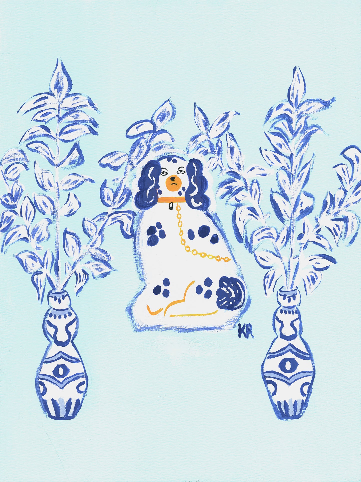 "Good Boy" Chinoiserie Staffordshire Dog Print