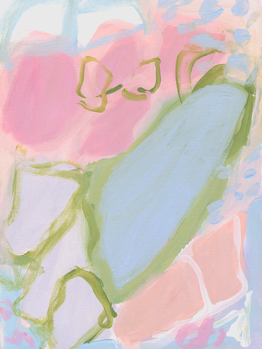 “Cosmopolitan I” Pink Blue and Green Abstract Art Print