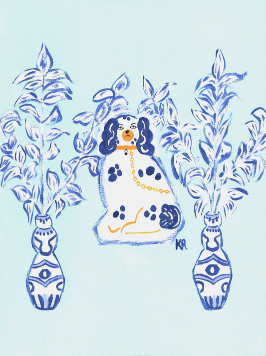 "Good Boy" Chinoiserie Staffordshire Dog Print