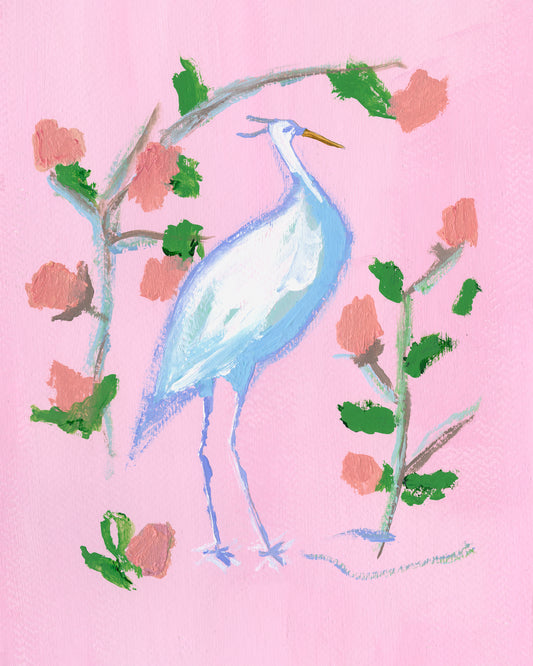 Pink Pastel Egret Print